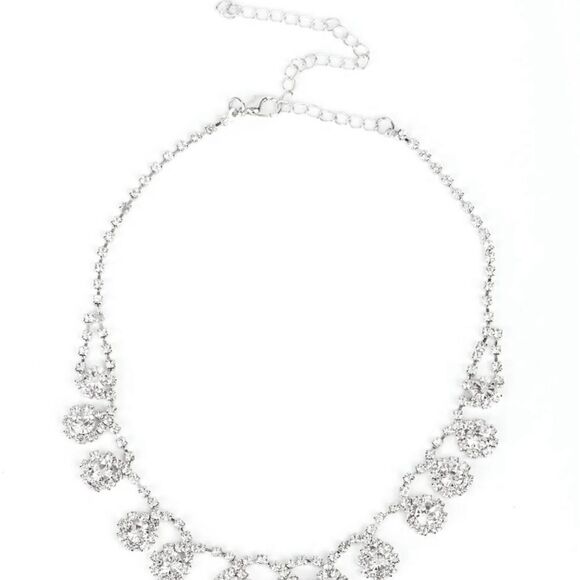 Paparazzi Silver Necklace with Crystal Clusters - Picture 1 of 15